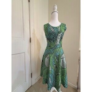 NWT Issa‎ London Butterfly Wing Print Knit Fit And Flare Dress Med Green